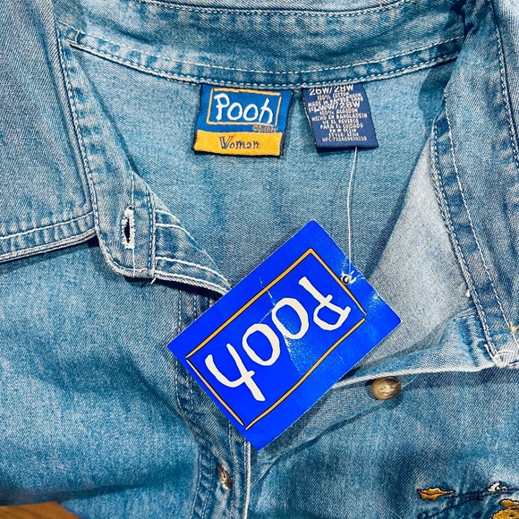 NEW! Disney Winnie The Pooh Denim Button Down Shirt Autumn Winter Plus 26/28 NWT - Picture 4 of 10